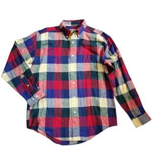 Sun River Mens Flannel Shirt Size M Multicolor Plaid Long Sleeve Button Down